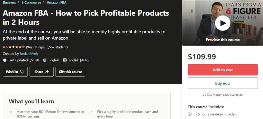 6. Amazon FBA - How to Pick Profitable Products in 2 Hours (Udemy)
