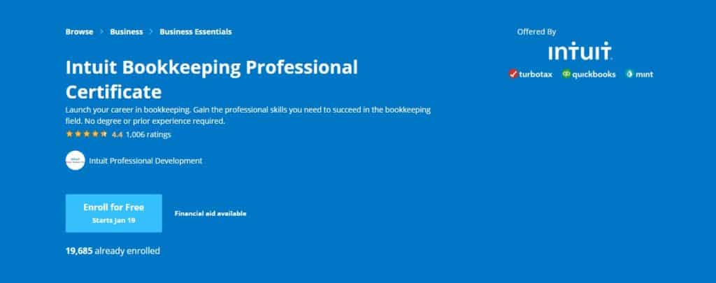 Intuit Bookkeeping Professional Certificate - Coursera