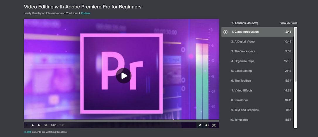 premiere pro video editing course