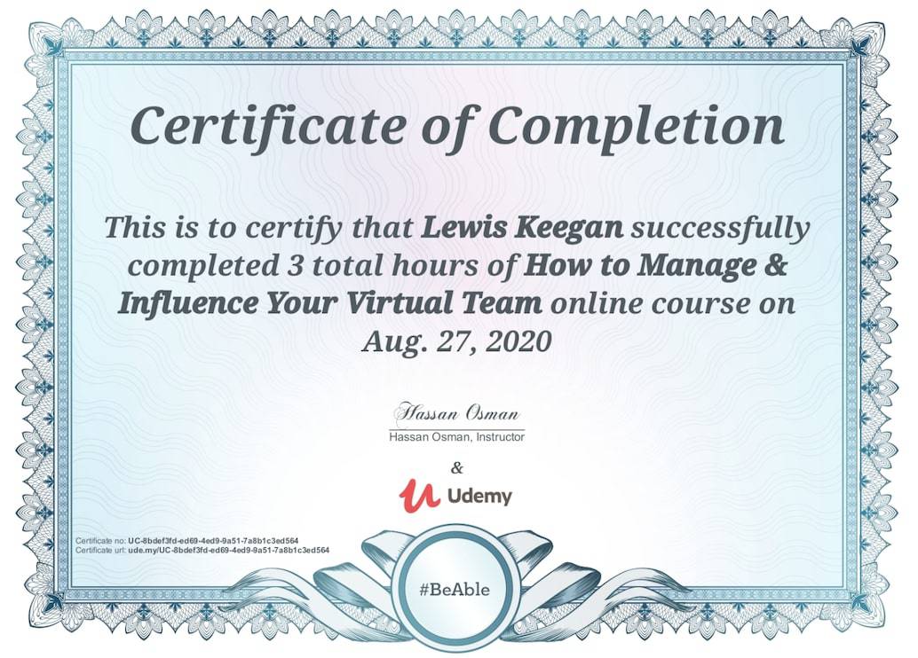 udemy certificate