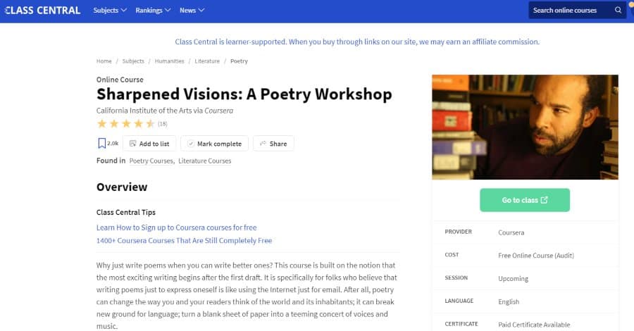 Sharpened Visions: A Poetry Workshop Sharpened Visions: A Poetry Workshop